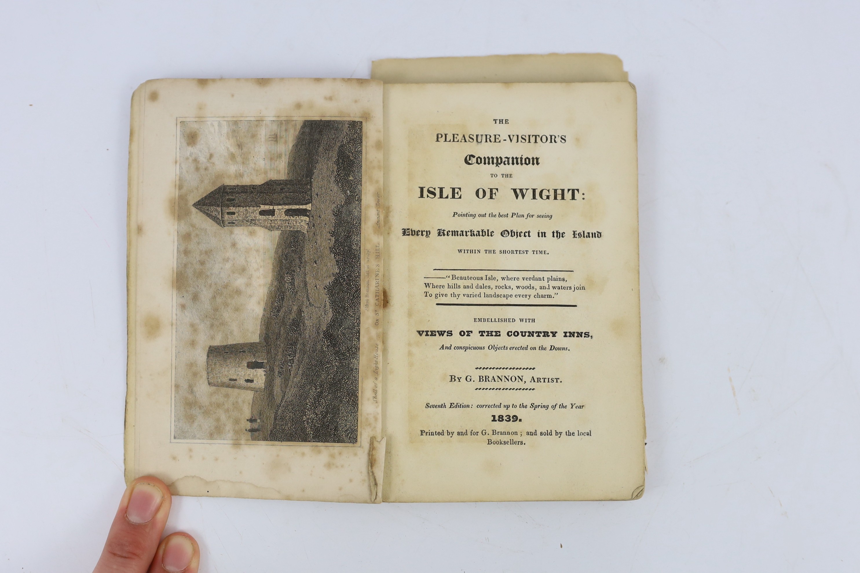 ISLE OF WIGHT: Bullar, John - A Historical and Picturesque Guide to the Isle of Wight. 5th edition. frontis.; original printed boards (rebacked), uncut, Southampton, 1823; Brannon, George - The Pleasure - Visitor's Compa